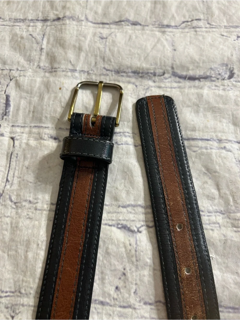 MEDICI FULL GRAIN LEATHER ON COWHIDE VTG & NAVY/TAN STRETCH CROC MEN BELTS